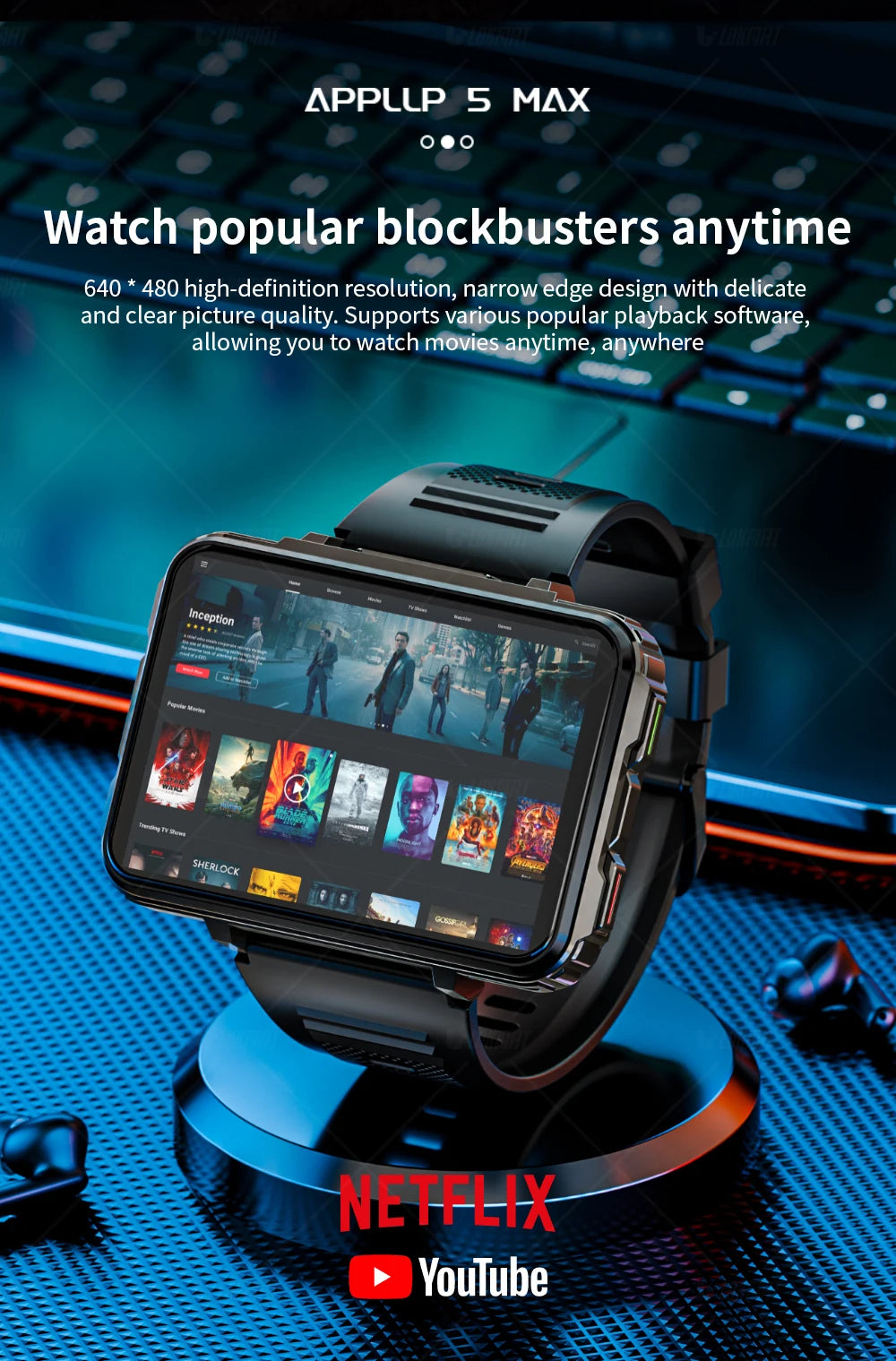 Smartwatches Dual Camera with Flashlight Gaming Watch