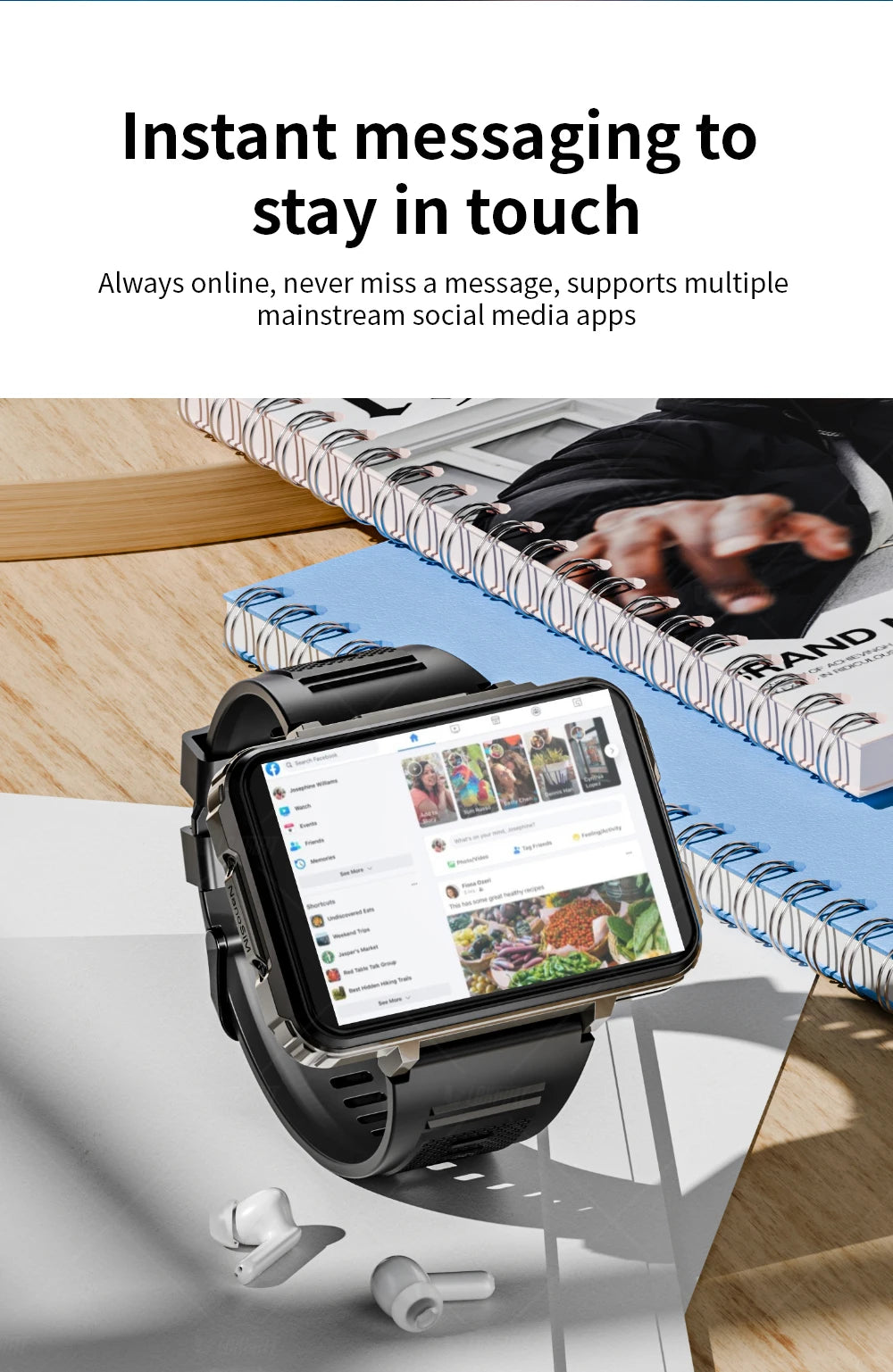 Smartwatches Dual Camera with Flashlight Gaming Watch