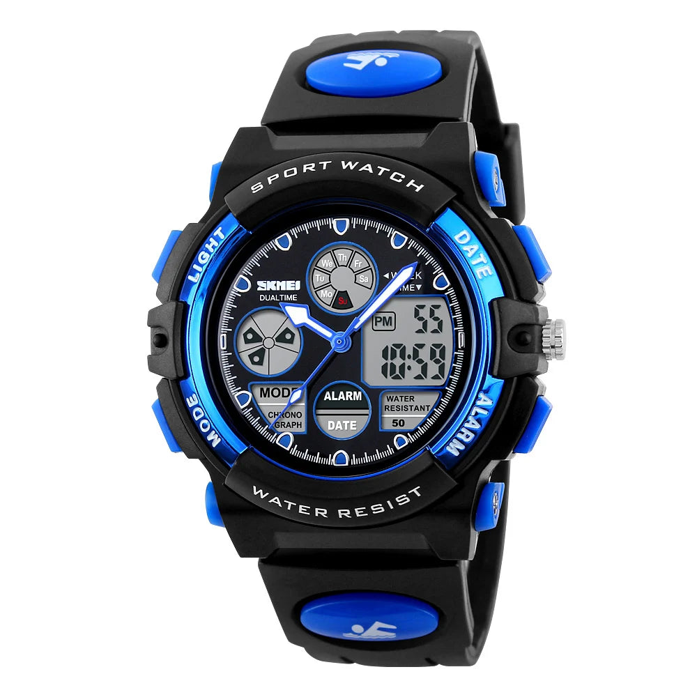 Waterproof Chrono Alarm Children Wristwatch For Boys Girls