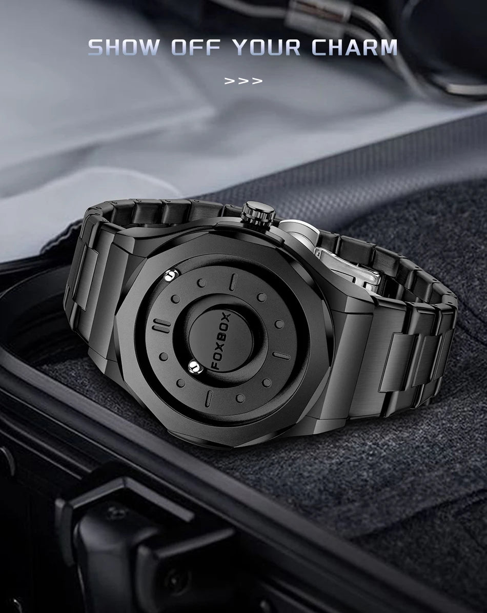 Outdoor Sports Waterproof Scrolling Pointer Magnetic Force Watch Men