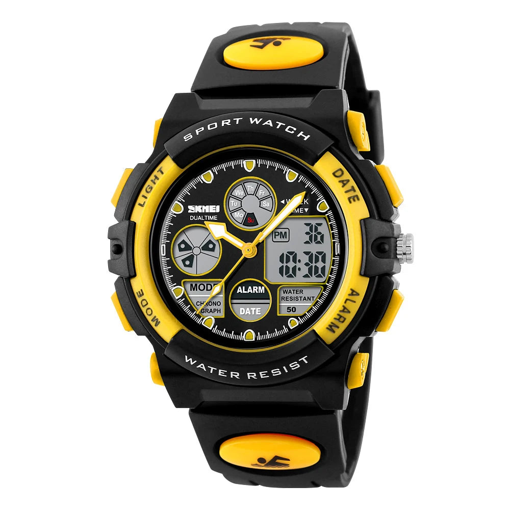 Waterproof Chrono Alarm Children Wristwatch For Boys Girls