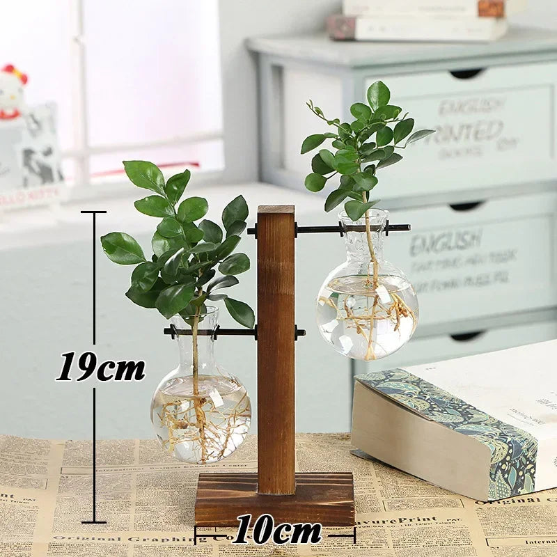 Wooden Frame Tabletop Vase Set Multi-Purpose Bonsai Planter