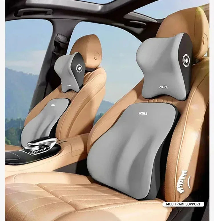 Comfortable Memory Foam Car Seat Cushion with Lumbar Support and Neck Pillow