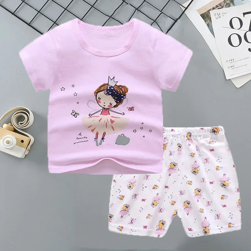 2PCS Cotton Short sleeve Children Clothing Suit