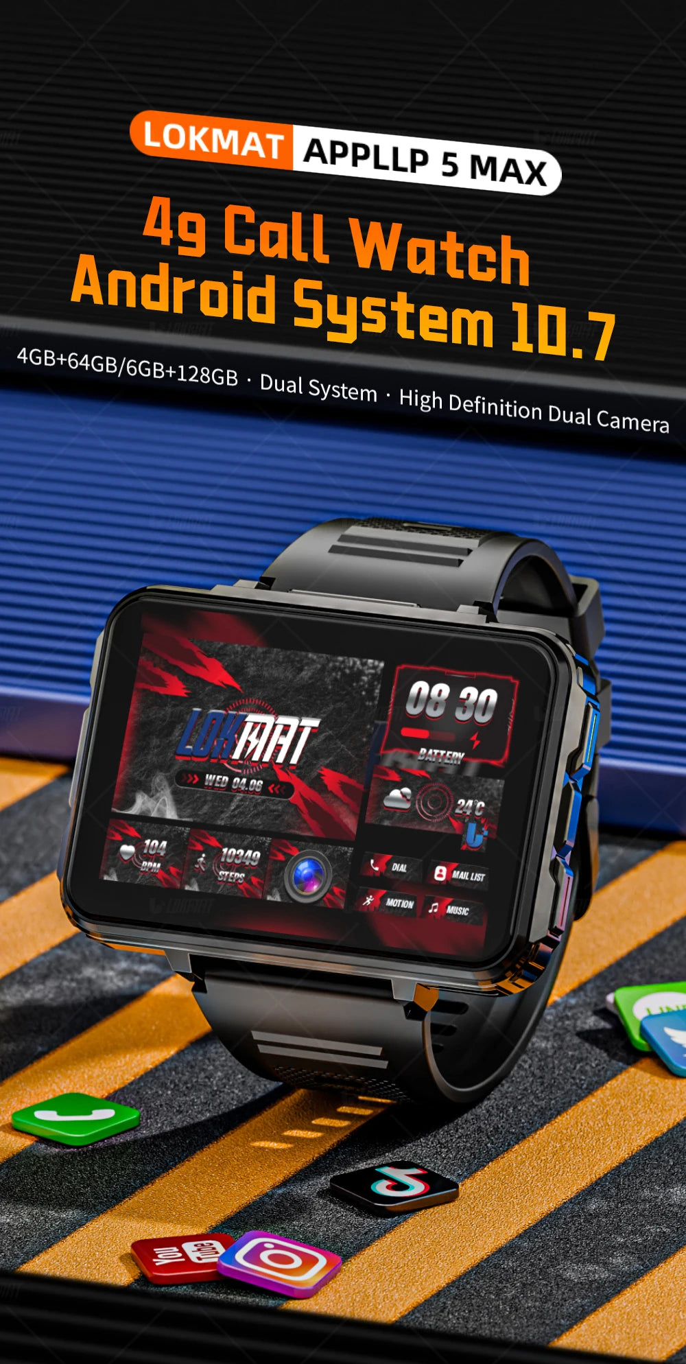 Smartwatches Dual Camera with Flashlight Gaming Watch