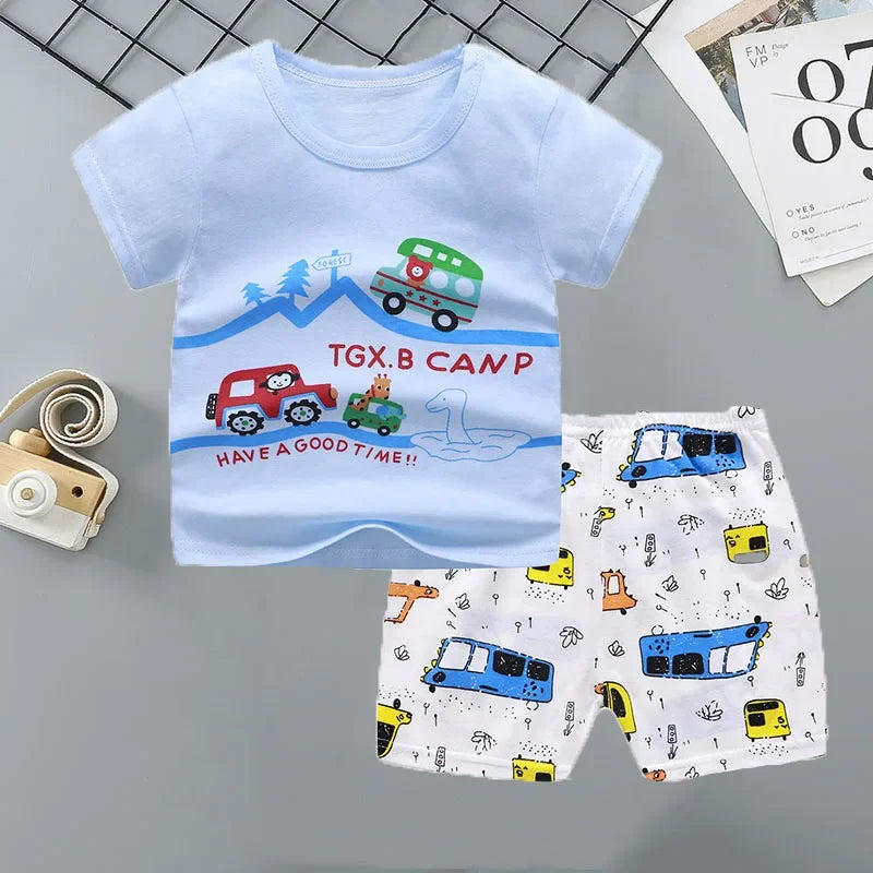 2PCS Cotton Short sleeve Children Clothing Suit