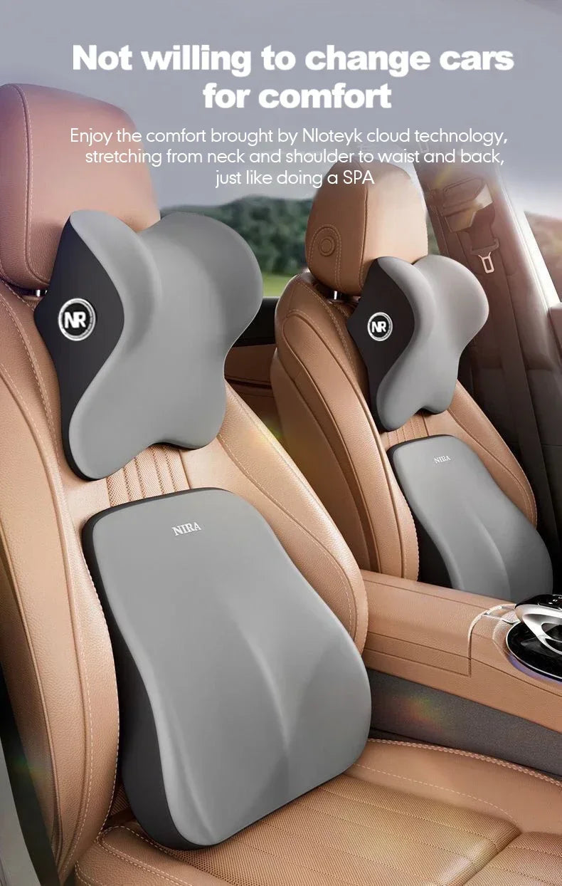 Comfortable Memory Foam Car Seat Cushion with Lumbar Support and Neck Pillow