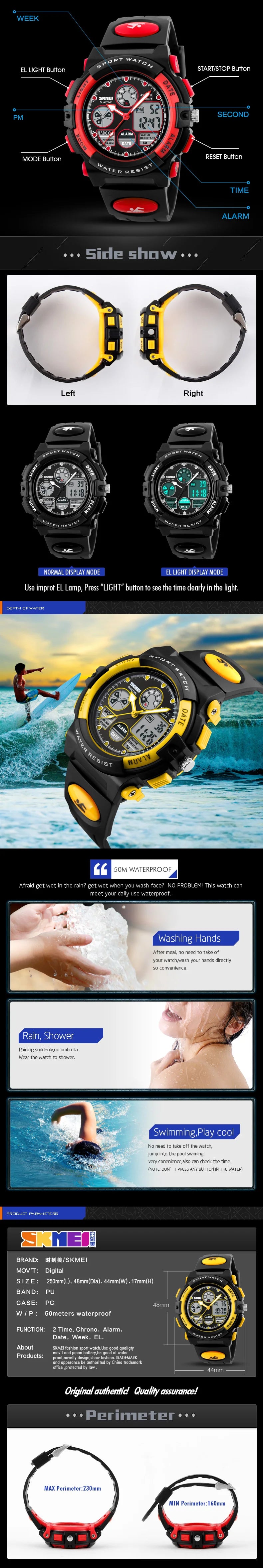 Waterproof Chrono Alarm Children Wristwatch For Boys Girls