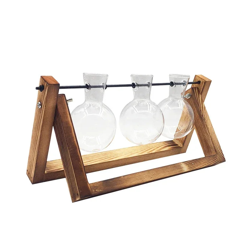 Wooden Frame Tabletop Vase Set Multi-Purpose Bonsai Planter