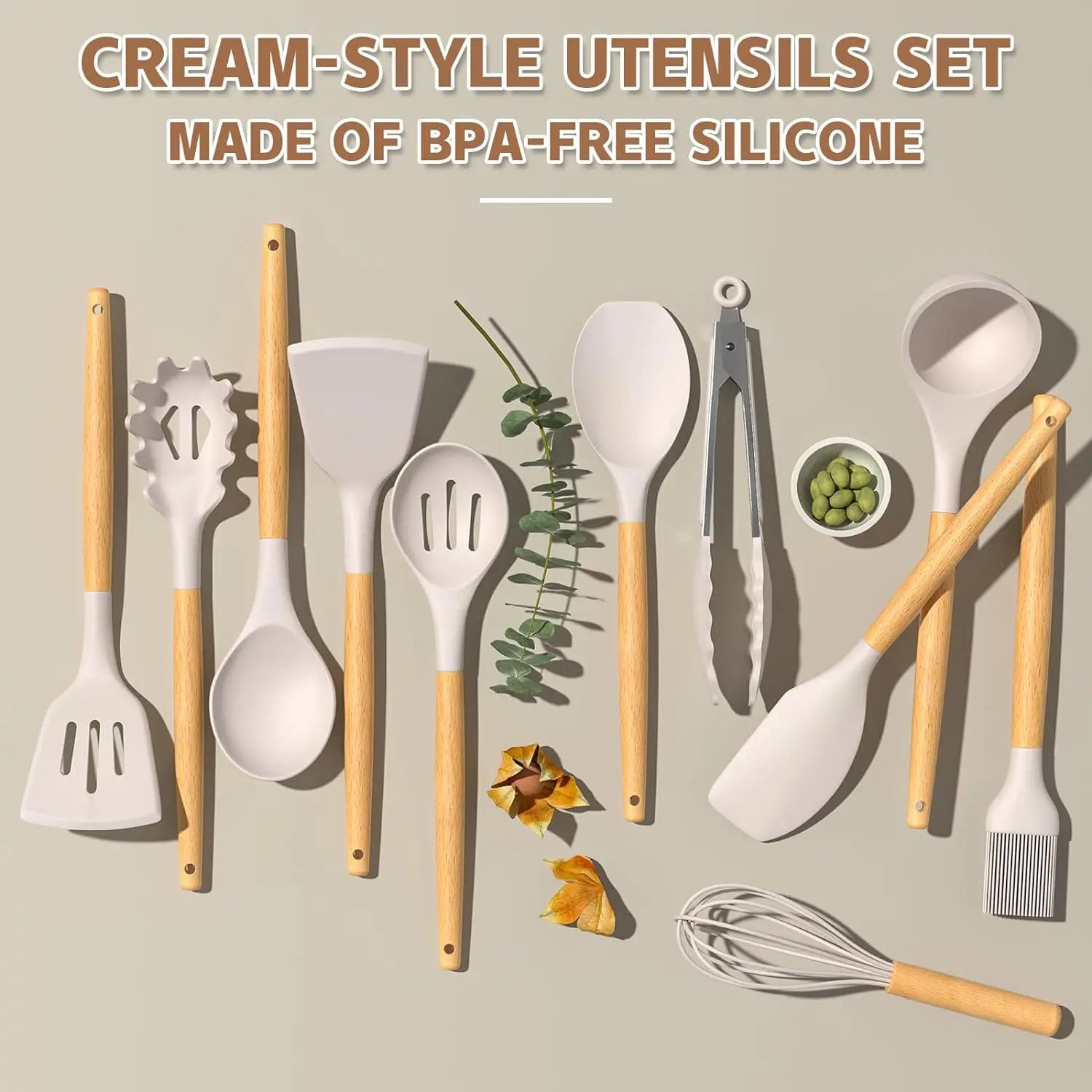 Non-Stick Silicone Kitchen Cooking Utensil Set with Stand