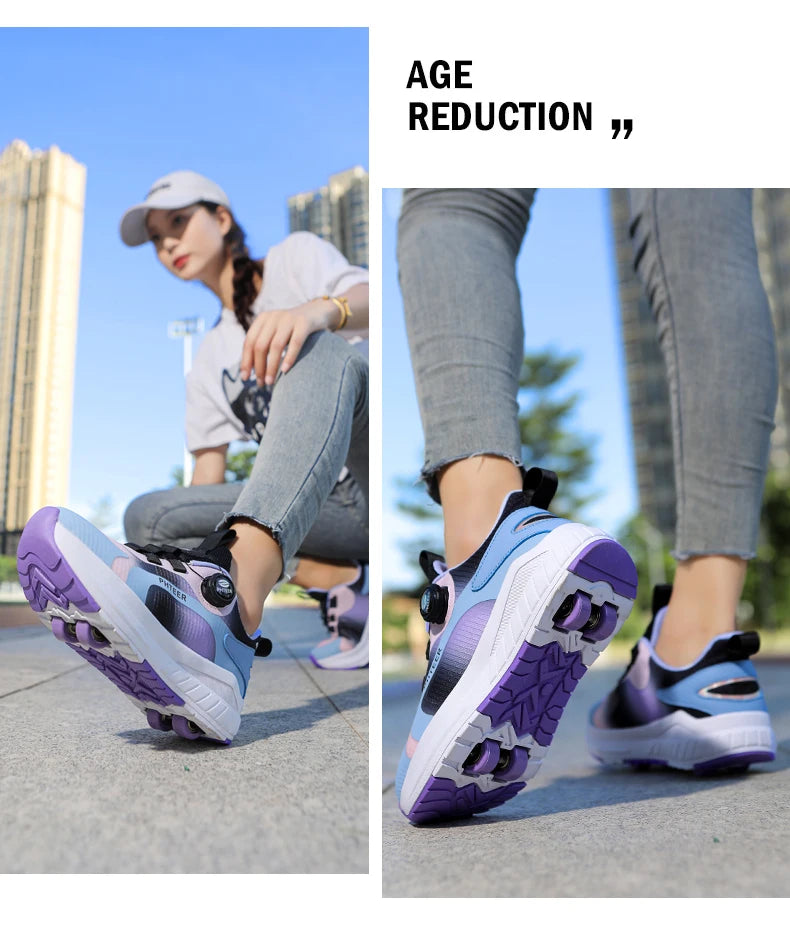 Two Wheels Roller Skating Shoes With Light