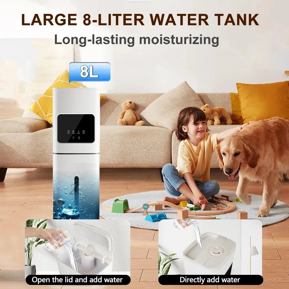 8L Household Humidifier Floor-Mounted Ultrasonic UV Air Mist Purifier