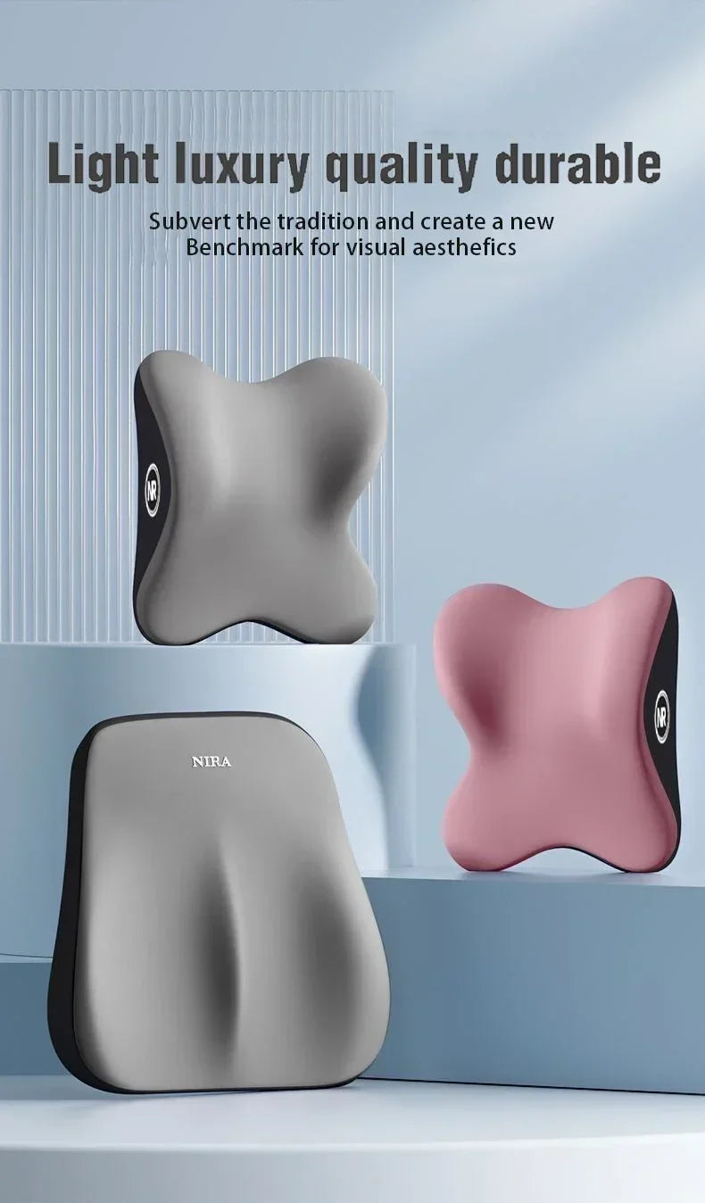 Comfortable Memory Foam Car Seat Cushion with Lumbar Support and Neck Pillow