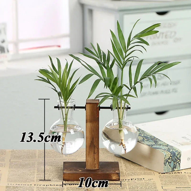 Wooden Frame Tabletop Vase Set Multi-Purpose Bonsai Planter