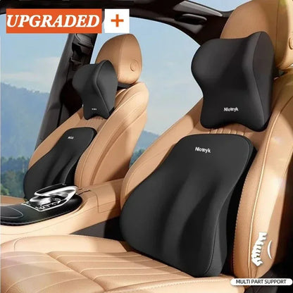 Comfortable Memory Foam Car Seat Cushion with Lumbar Support and Neck Pillow