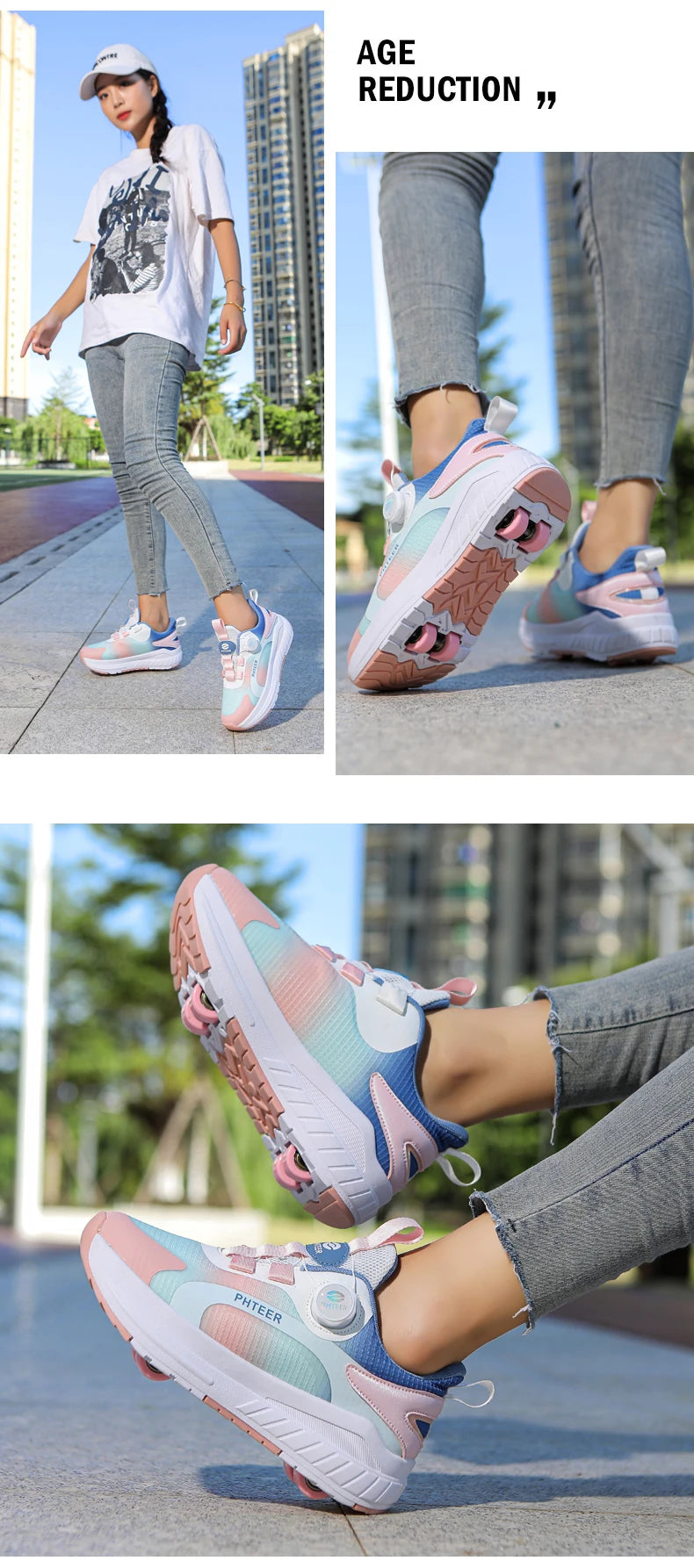Two Wheels Roller Skating Shoes With Light