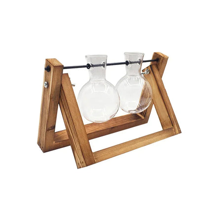 Wooden Frame Tabletop Vase Set Multi-Purpose Bonsai Planter