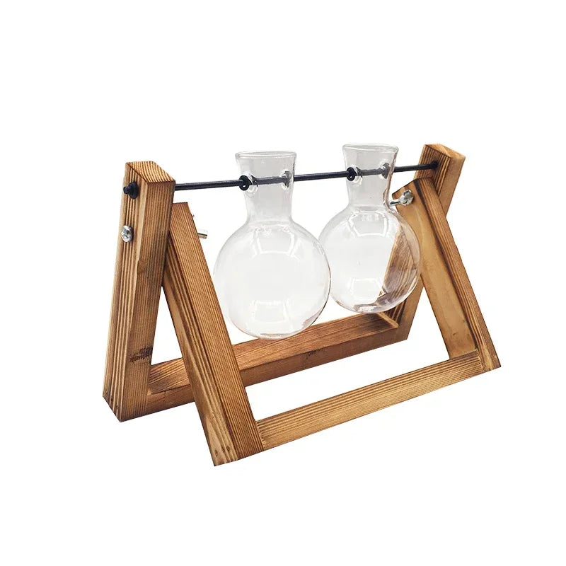 Wooden Frame Tabletop Vase Set Multi-Purpose Bonsai Planter