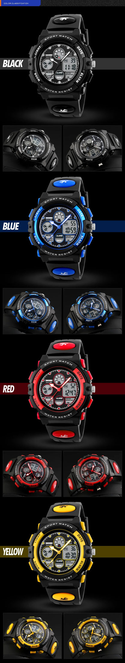 Waterproof Chrono Alarm Children Wristwatch For Boys Girls