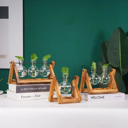 Wooden Frame Tabletop Vase Set Multi-Purpose Bonsai Planter