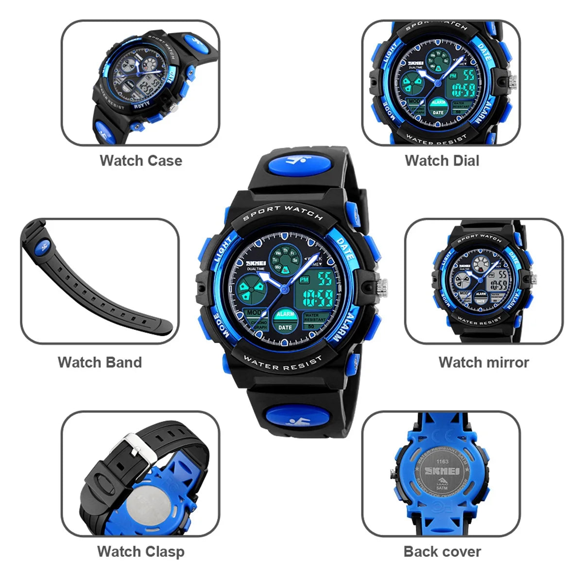 Waterproof Chrono Alarm Children Wristwatch For Boys Girls