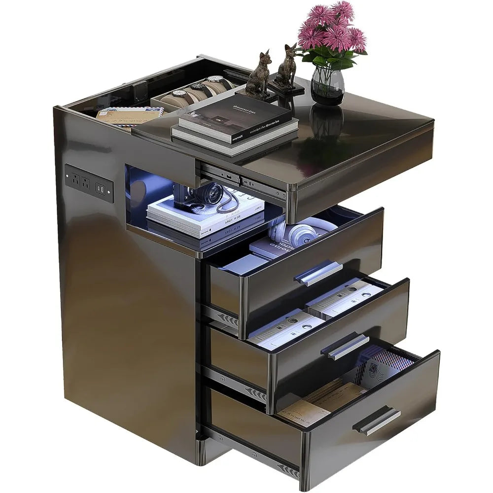 Contemporary LED Nightstand with Secret Compartment