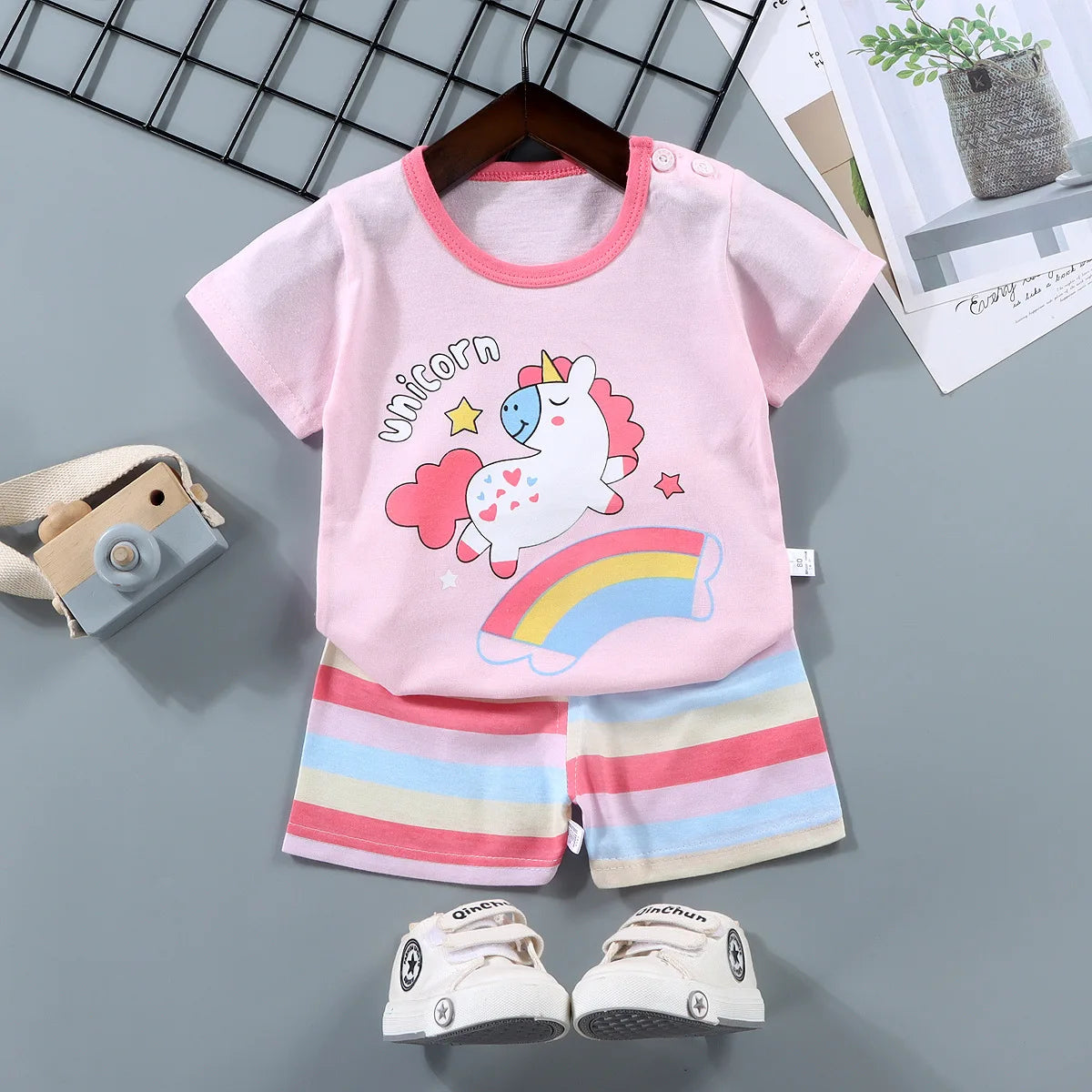 2PCS Cotton Short sleeve Children Clothing Suit