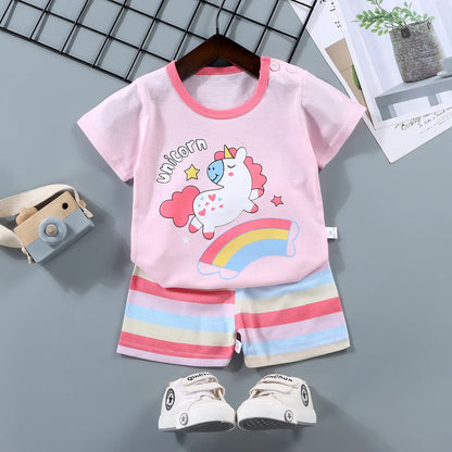 2PCS Cotton Short sleeve Children Clothing Suit