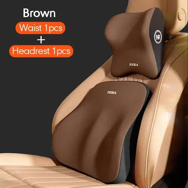 Comfortable Memory Foam Car Seat Cushion with Lumbar Support and Neck Pillow