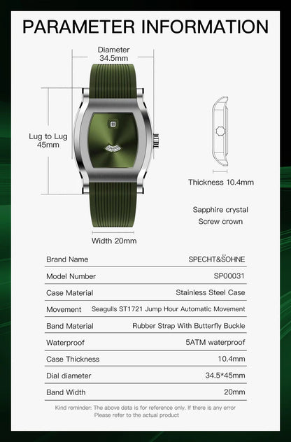 Automatic Mechanical Men Watch Sapphire Crystal