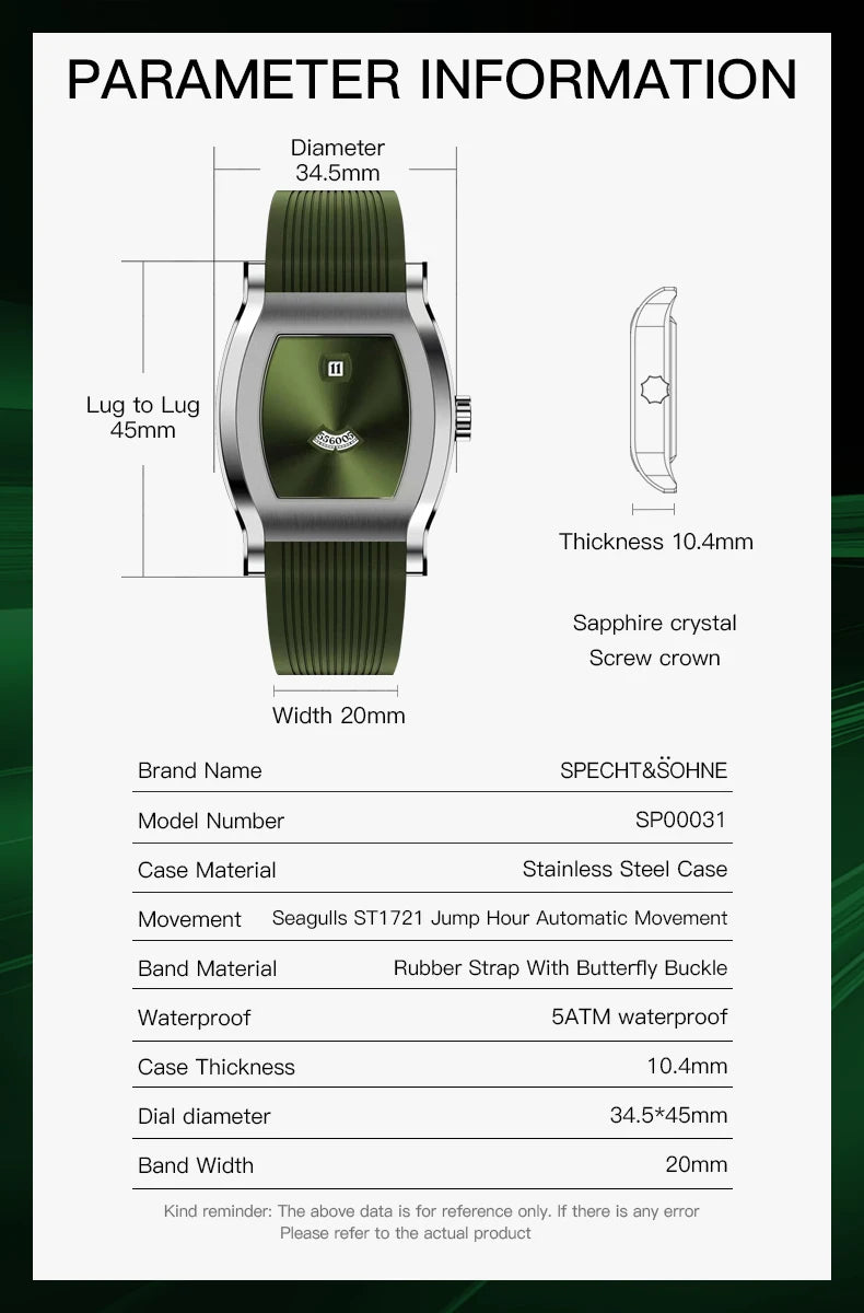 Automatic Mechanical Men Watch Sapphire Crystal