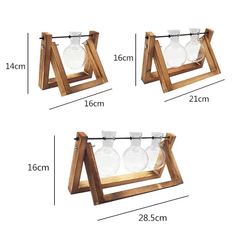 Wooden Frame Tabletop Vase Set Multi-Purpose Bonsai Planter