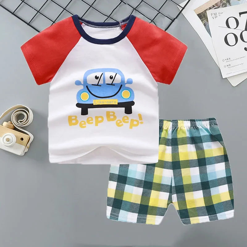 2PCS Cotton Short sleeve Children Clothing Suit