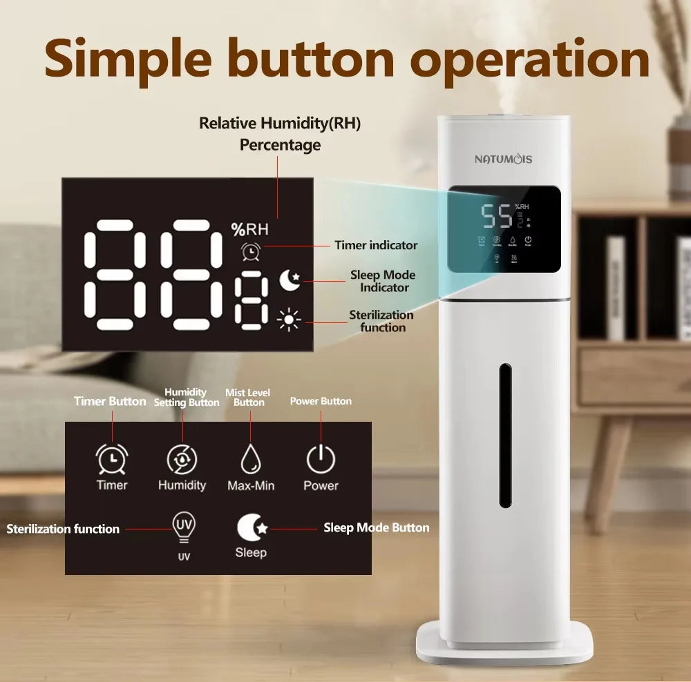 8L Household Humidifier Floor-Mounted Ultrasonic UV Air Mist Purifier