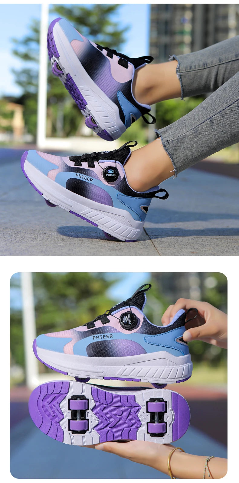 Two Wheels Roller Skating Shoes With Light