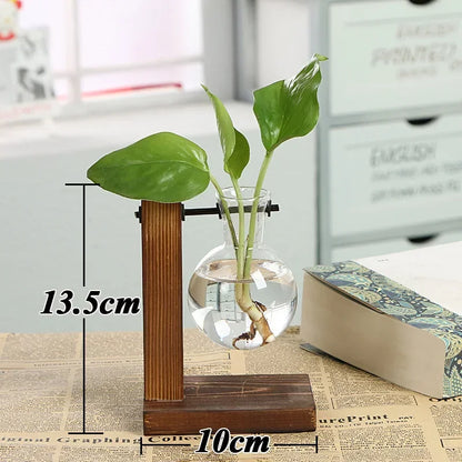 Wooden Frame Tabletop Vase Set Multi-Purpose Bonsai Planter