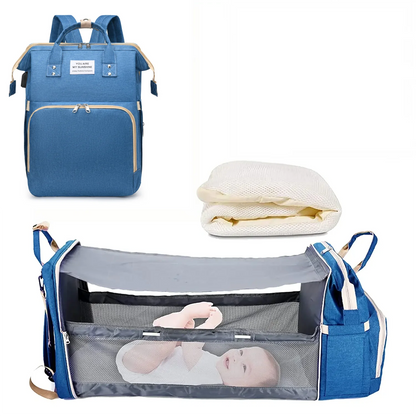 3 In 1 Diaper Bag - Travel Bag with USB Charge - with Changing Bed
