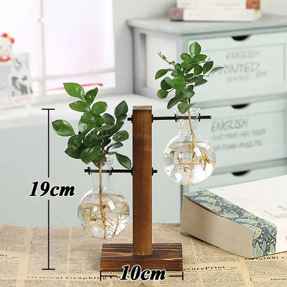 Wooden Frame Tabletop Vase Set Multi-Purpose Bonsai Planter