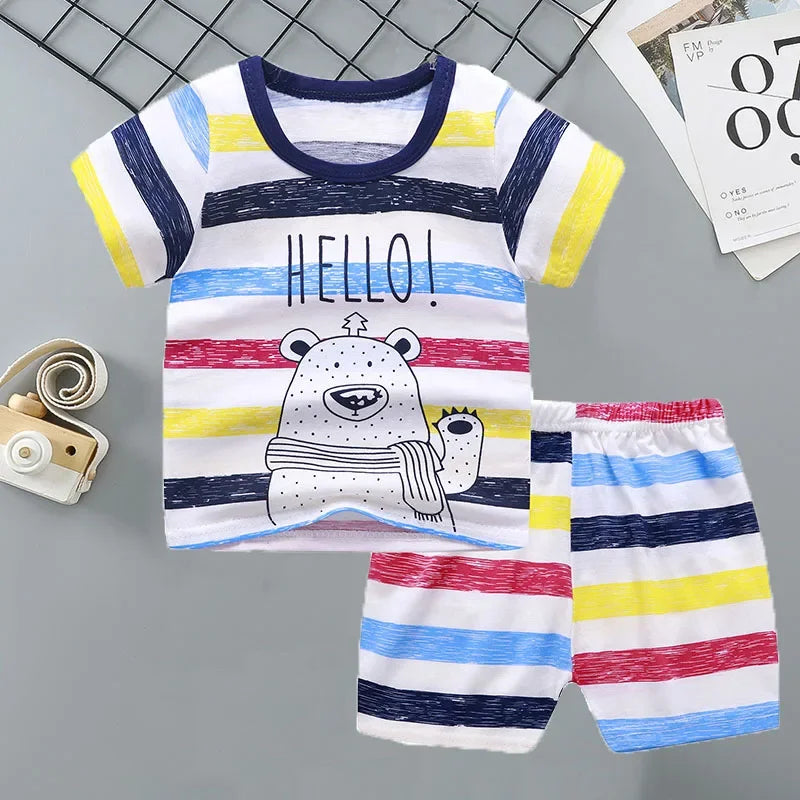 2PCS Cotton Short sleeve Children Clothing Suit