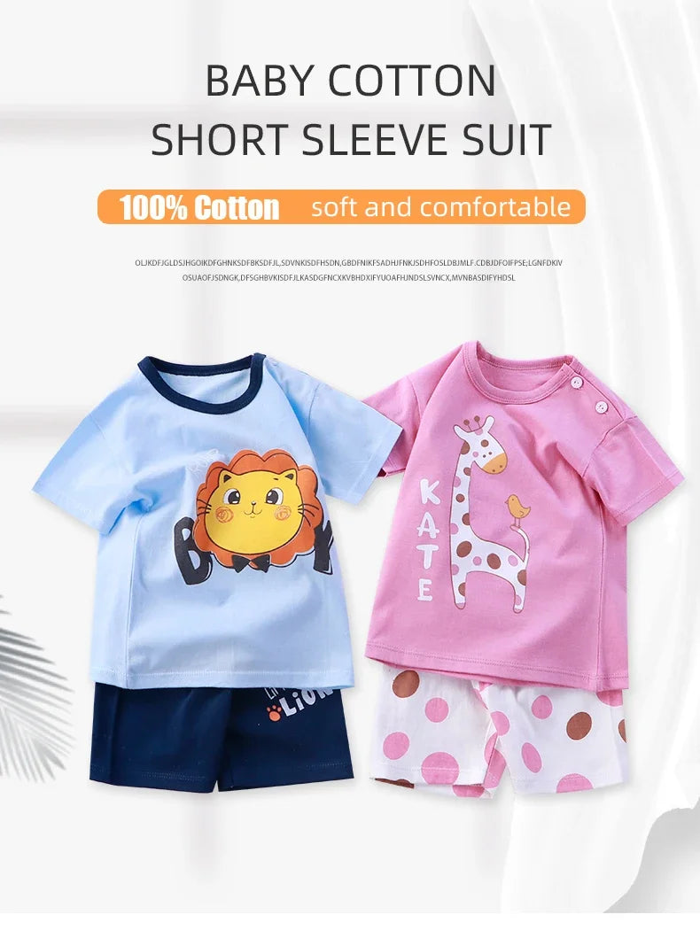2PCS Cotton Short sleeve Children Clothing Suit
