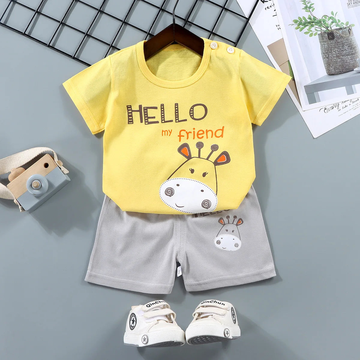 2PCS Cotton Short sleeve Children Clothing Suit