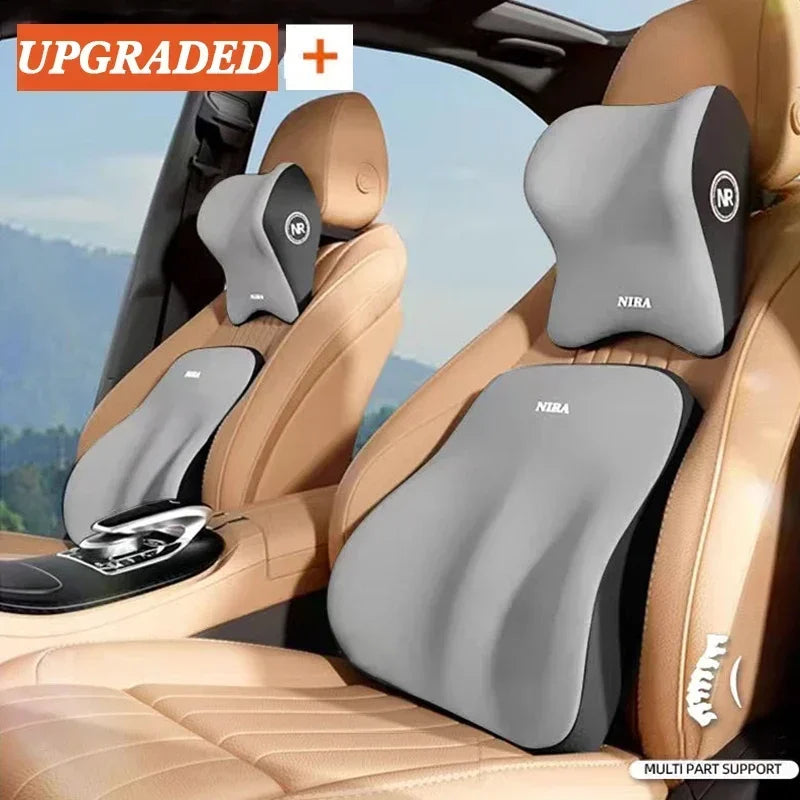 Comfortable Memory Foam Car Seat Cushion with Lumbar Support and Neck Pillow