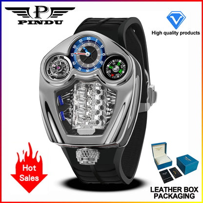 TOP-luxurious Stainless steel Compass Waterproof Swiss quartz 762 movement watch