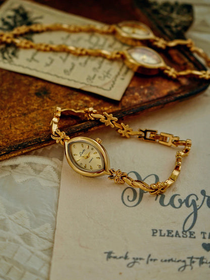 French Retro Gold Small Dial Women's Watch