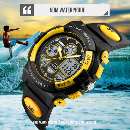 Waterproof Chrono Alarm Children Wristwatch For Boys Girls
