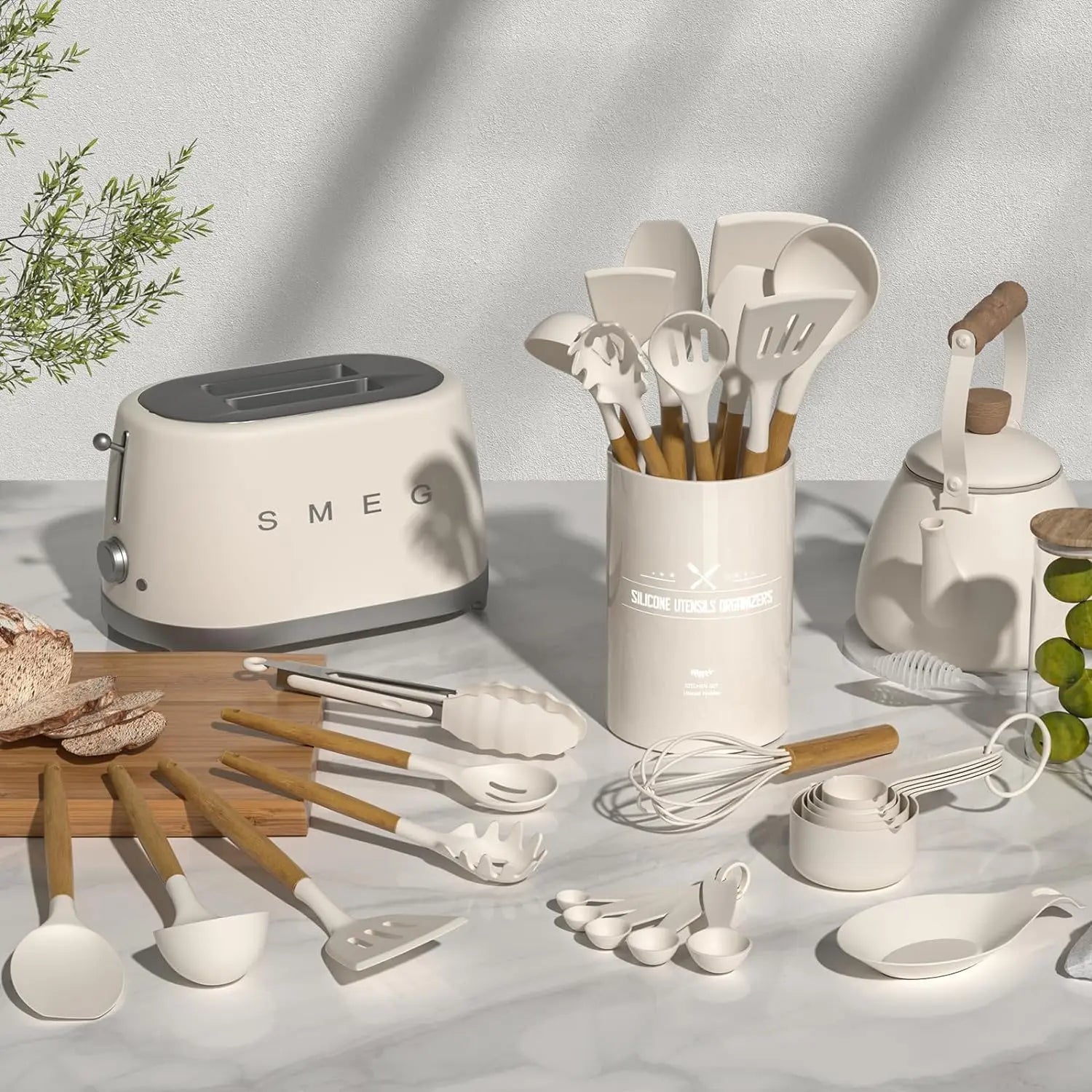 Non-Stick Silicone Kitchen Cooking Utensil Set with Stand