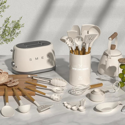 Non-Stick Silicone Kitchen Cooking Utensil Set with Stand