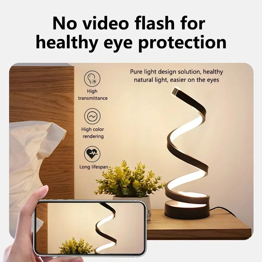 Modern Minimalist Spiral desk Lamp Wire Controlled Three Color