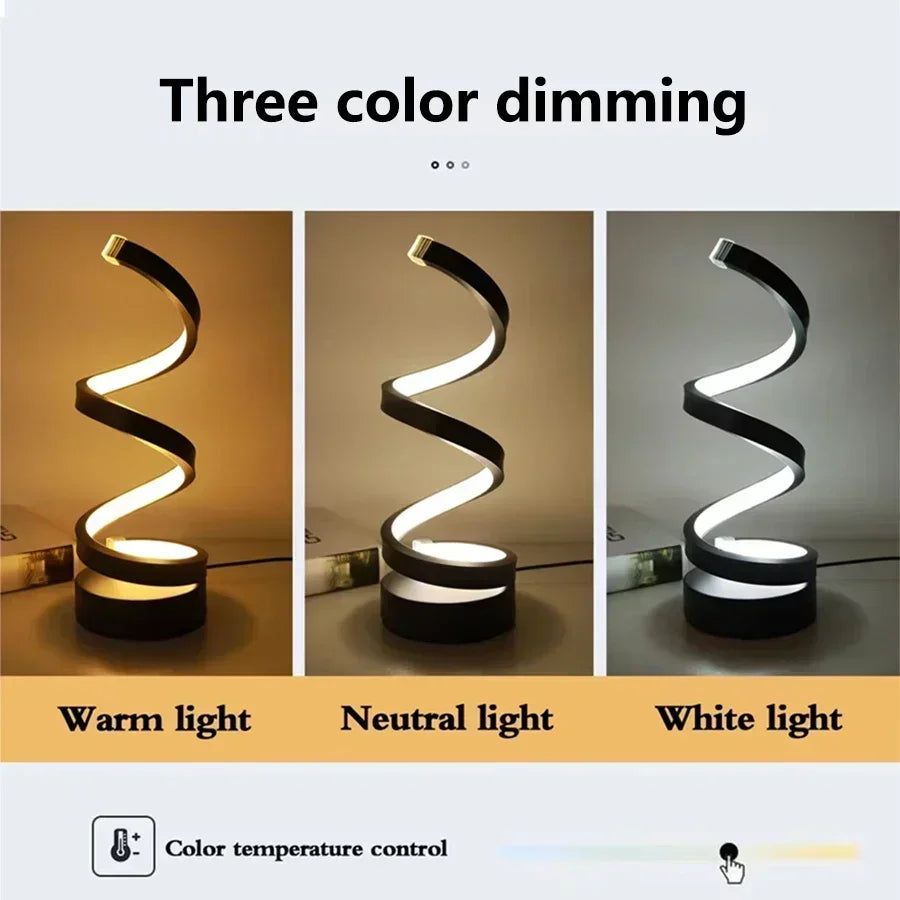 Modern Minimalist Spiral desk Lamp Wire Controlled Three Color
