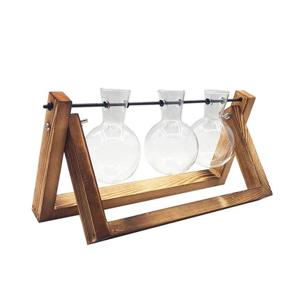 Wooden Frame Tabletop Vase Set Multi-Purpose Bonsai Planter